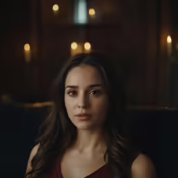 a woman sitting on a couch with her eyes closed