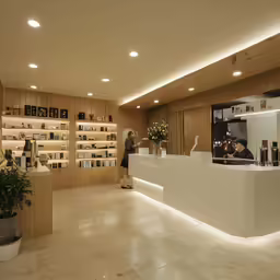 the front desk of a store in an asian country