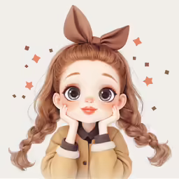 girl with big eyes and cute brown bowknot