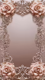 a frame with flowers and some intricate filigrees