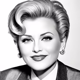 a woman with a suit and tie smiling at the camera