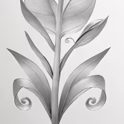 a drawing of a leaf in the middle of a branch