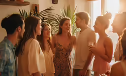 a group of young people sharing a wine glass