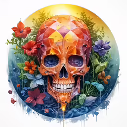 a picture of a skull with a colorful pattern