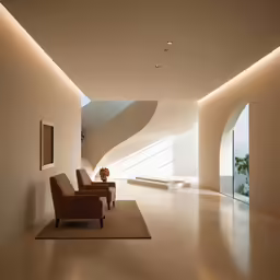 large open plan living room with modern art, natural lighting