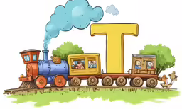 an illustration of the first birthday train for an elephant