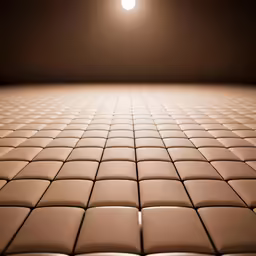 a light is shining in the middle of a tile floor