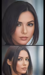 two photos of the same woman