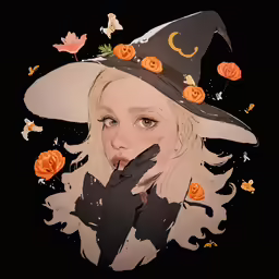 a drawing of a person with halloween decorations on their hat
