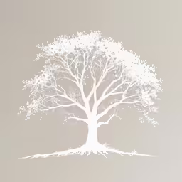 the large tree with leaves is painted on the wall
