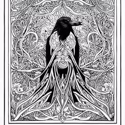 a black bird perched on top of a white art piece