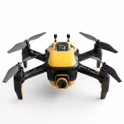 an orange and black toy flying through the air