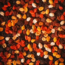 a pile of chocolate and candies with a white top