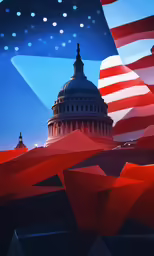 a large, red and white object with a sky background
