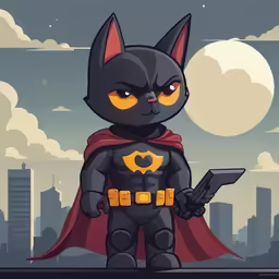 the cat is dressed as batman