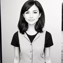a woman in an image that is black and white