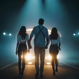 a couple walking through the road with their luggage