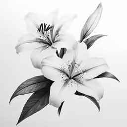 some white flowers with black stems and leaves on them