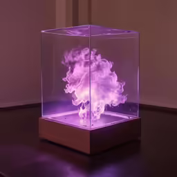 a glass cube that has a liquid inside it