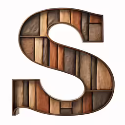 the letter s is made from wood strips