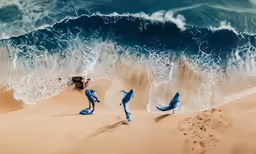 two surfers walking into the ocean with their feet in the sand