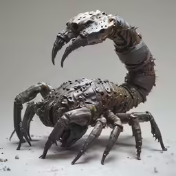 an elaborate metal figure with large claws, and claw like spikes