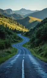 a road is winding in the middle of nowhere