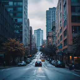 cars are traveling down the road in heavy traffic