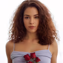a girl wearing a blue dress holding flowers