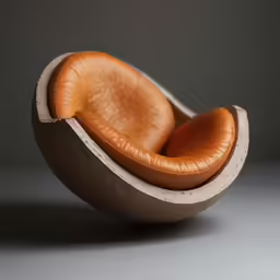 a leather seat shaped like an egg