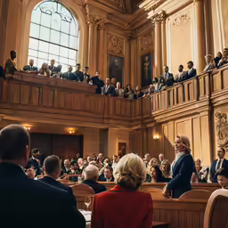 several people in the court room during a session