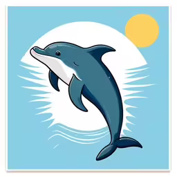 a dolphin in the water near the sun,a dolphin that is in the air