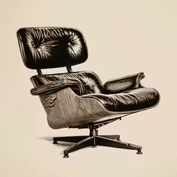 an eamestone chair on the side of a white background