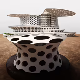 two sculptures that are made to look like dots