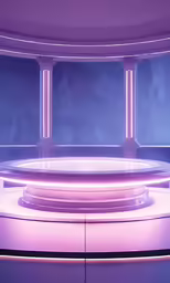 a futuristic looking room with some purple light