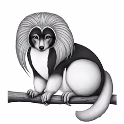 a drawing of a furry animal is sitting on a branch