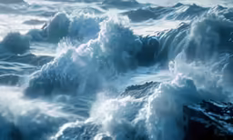 some very big white waves in the ocean