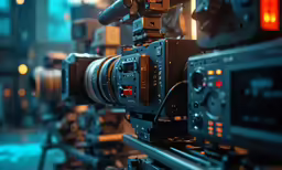 a camera on a tripod mounted to a wall