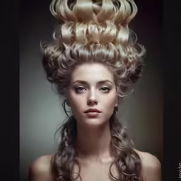 the girl is looking at the camera while wearing hair