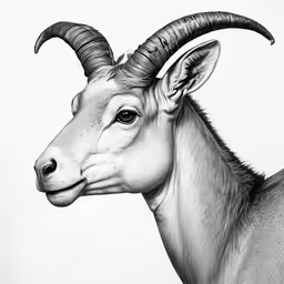 an animal with horns standing in front of a white background