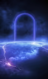 a computer generated picture of a blue arch