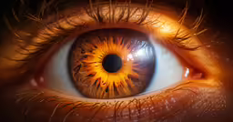 the eye is showing that there are orange and white contacts