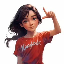 a close up of a child wearing a t shirt