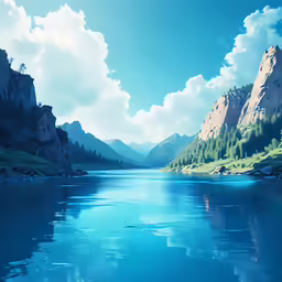 there are clouds in the sky and blue water in this photo
