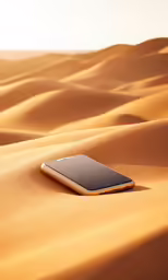 a phone lying on top of a desert sand