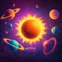a solar system with planets in the background and the words menal to wish in the middle