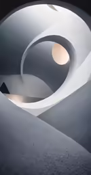 an empty circular space in a dimly lit room