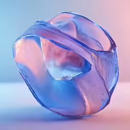 an abstract glass vase in blue and pink