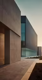 the exterior of a building with lots of glass
