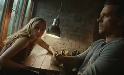 a couple holding hands at the bar with a man